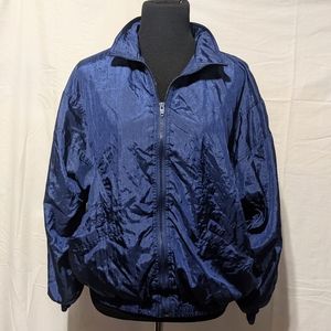 Vntg Avait Sportif light weight Crinkle Nylon Lined windbreaker navy blue large